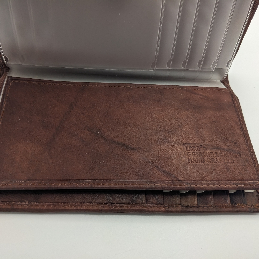 Vintage Leather Long Wallet Bifold Brown  Lords Handcrafted India Checkbook - Picture 6 of 8